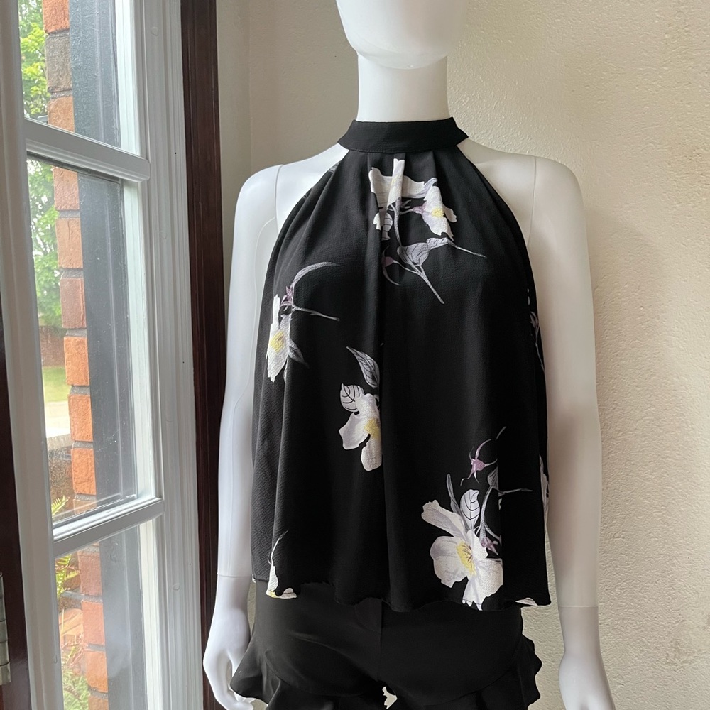 Francesca’s Collections black floral blouse